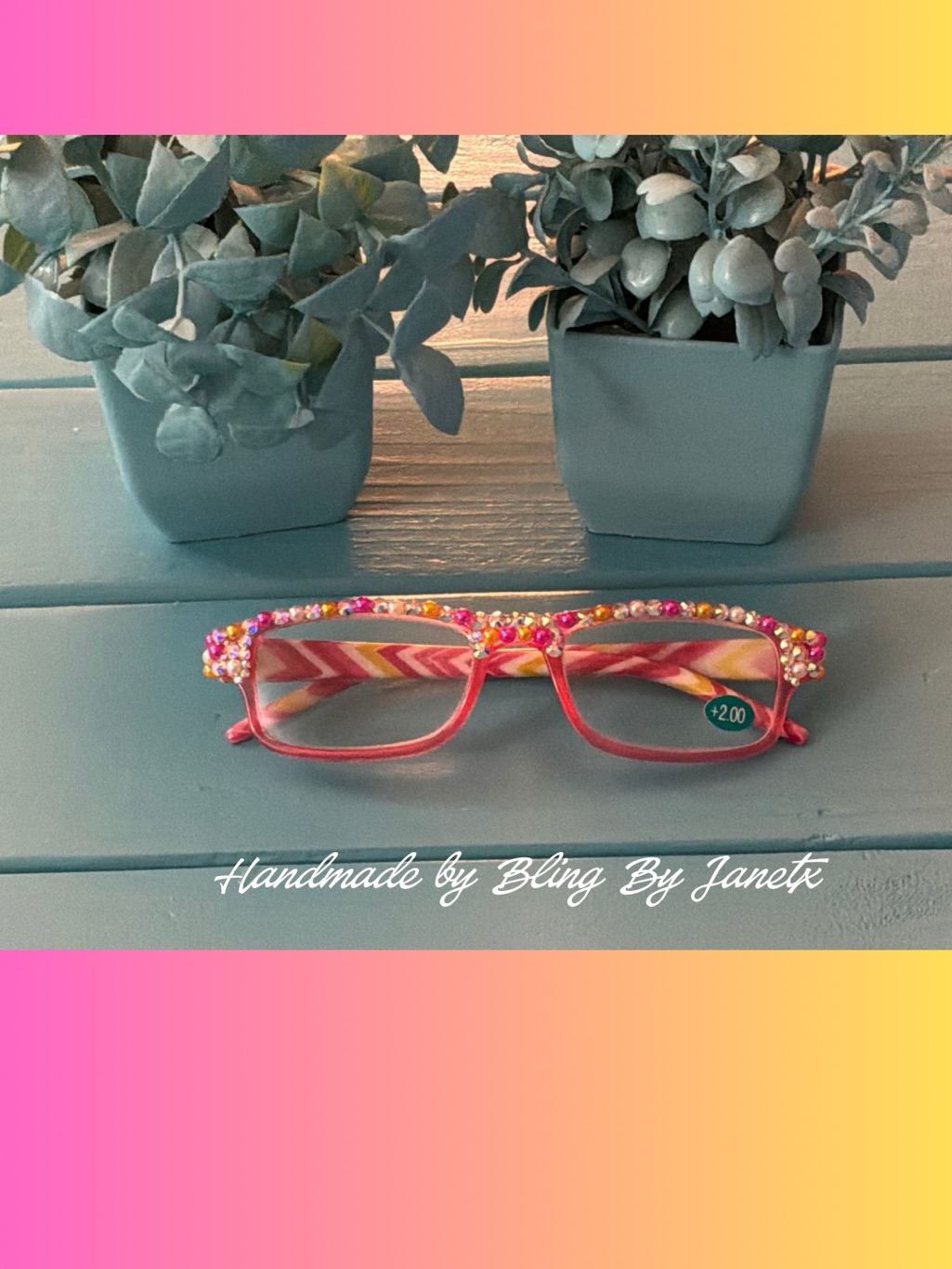 Handmade Bling Pink Reading Glasses +2.00
